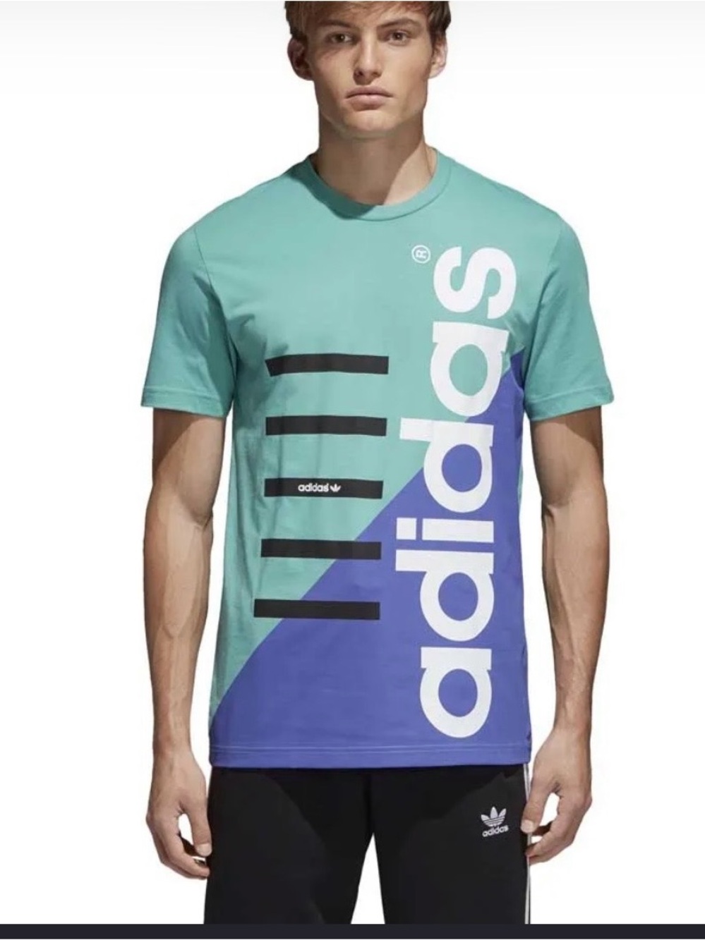 Adidas Men's Cotton Originals Graphic Tee Short Sleeve Teal Size Medium